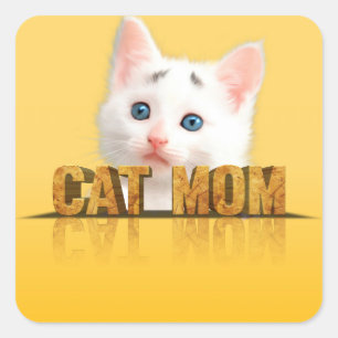 Cat Mom Shirt Katzenmama Katzenfrau KatzenLi Quadratischer Aufkleber