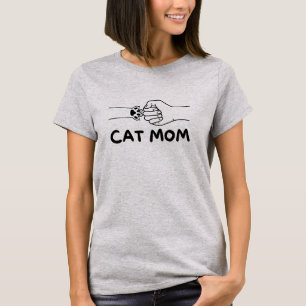 Cat Mom T - Shirt Cat Pfoten und Women hand print