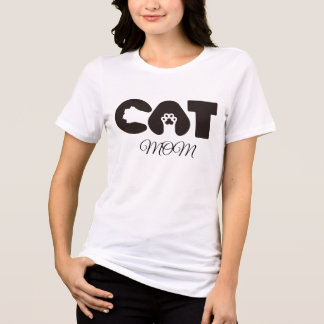 Cat Mom T-Shirt – Cute pow with letter cat Tri-Blend Shirt