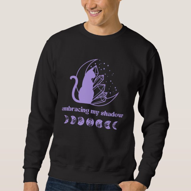 Cat Moon Phase and Crystal Shadow Work Meditation  Sweatshirt (Vorderseite)