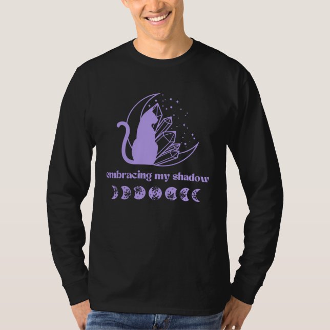 Cat Moon Phase and Crystal Shadow Work Meditation  T-Shirt (Vorderseite)