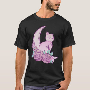 Cat Moon Rose Kitten Niedlich Pink Grafik T-Shirt