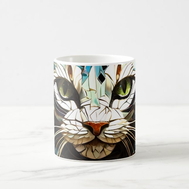 Cat Mosaic gesteinigtes Glas Design Coffee Tasse (Mittel)