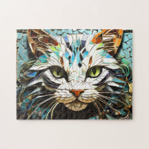 Cat Mosaic gesteinigtes Glas Designer Puzzle