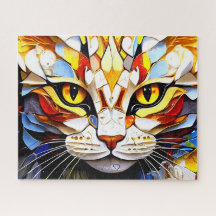 Cat Mosaic gesteinigtes Glas Designer Puzzle