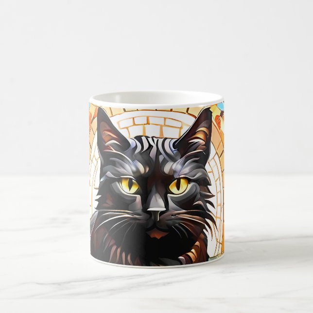 Cat Mosaic Stached Glass Designer Tasse (Mittel)