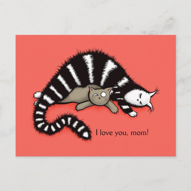 Cat Mother schützt ihre Niedliche Kitty Liebe Mama Postkarte (Vorderseite)