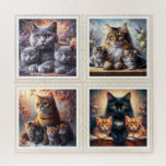 Cat Mothers & Kittens Square Puzzle 676 pcs<br><div class="desc">This heartwarming puzzle captures the tender bond between mother cats and their playful kittens, each pair bathed in a unique, dreamy glow. With soft light, cozy fur textures, and expressive feline eyes, this artwork brings comfort, calm, and charm to your puzzling time. Perfect for cat lovers, relaxing evenings, or as...</div>