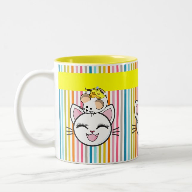 Cat Mouse Cheese Stripe Tasse (Links)