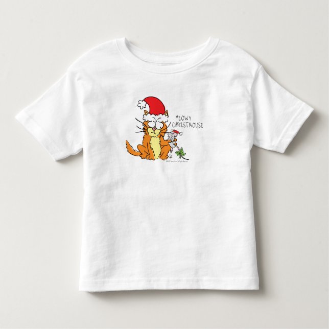Cat Mouse Christmas Funny Cartoon Niedlich Kleinkind T-shirt (Vorderseite)