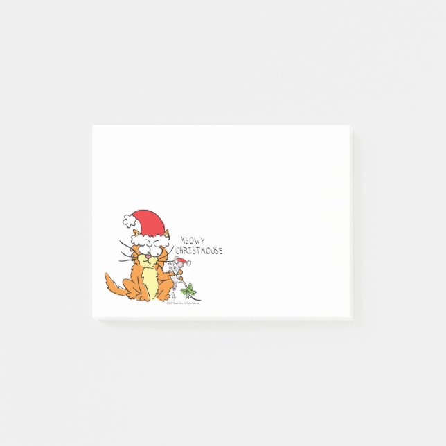 Cat Mouse Christmas Funny Cartoon Niedlich Post-it Klebezettel (Vorderseite)