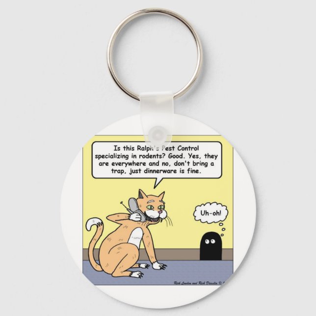 Cat & Mouse Dinnerware Funny Cartoon Geschenke & T Schlüsselanhänger (Vorderseite)