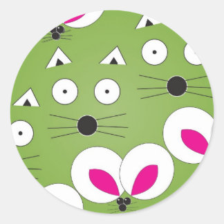 Cat Mouse Muster Green Runder Aufkleber