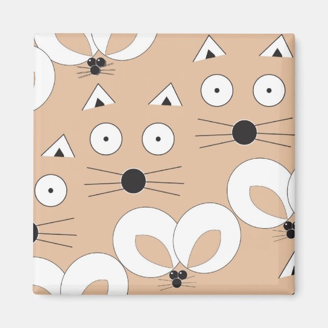 Cat & Mouse Muster Tan Magnet (Vorne)
