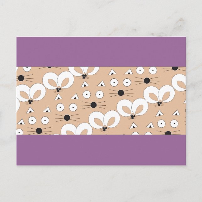 Cat & Mouse Muster Tan Postkarte (Vorderseite)