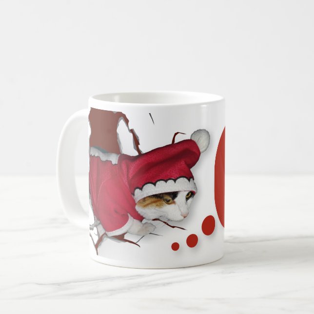 Cat Mug Wishing Merry Christmas Kaffeetasse (Vorderseite Links)