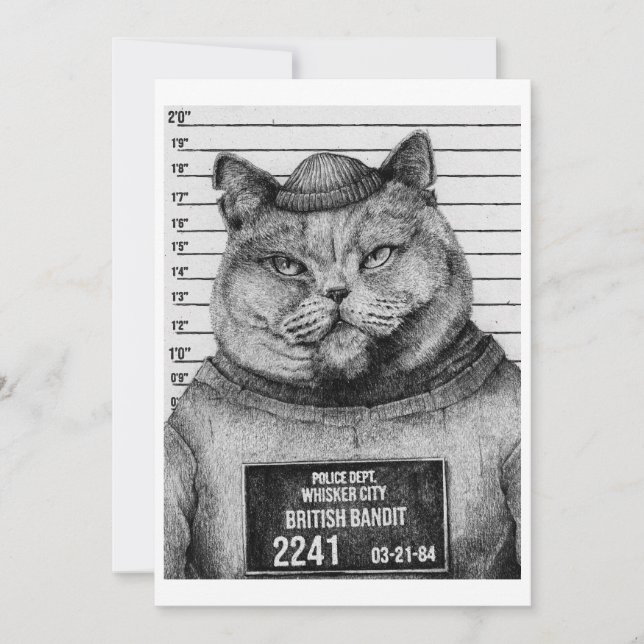 Cat-Mugshot Einladung (Vorderseite)