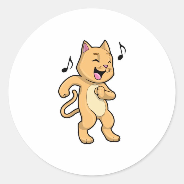 Cat Music Dance Runder Aufkleber (Vorderseite)