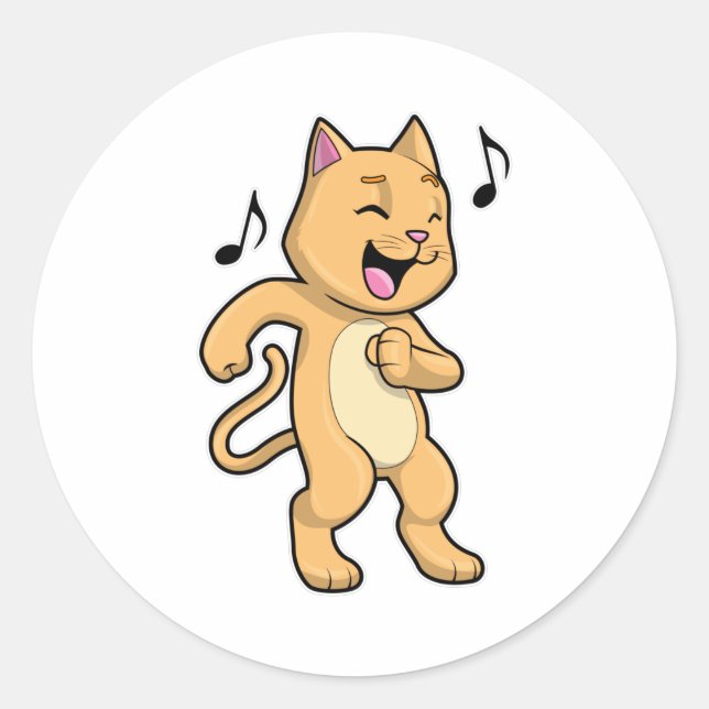 Cat Music Dance Runder Aufkleber (Vorderseite)