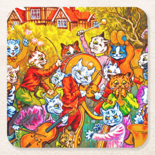 Cat Musical Band Rechteckiger Pappuntersetzer