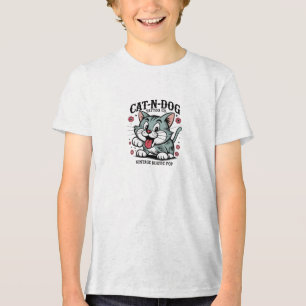 Cat-N-Dog Tattoo Co - Vintager rustikaler Pop Art Tri-Blend Shirt