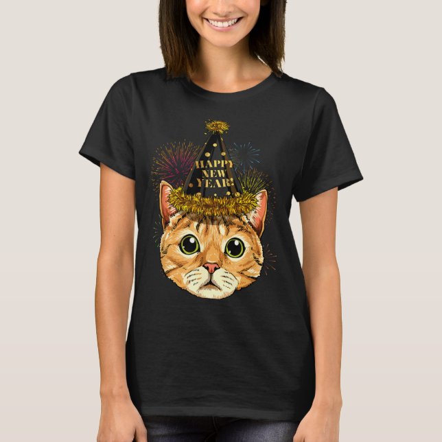 Cat New Year Shirt 2024 Happy New Years Eve Nye Fi (Vorderseite)