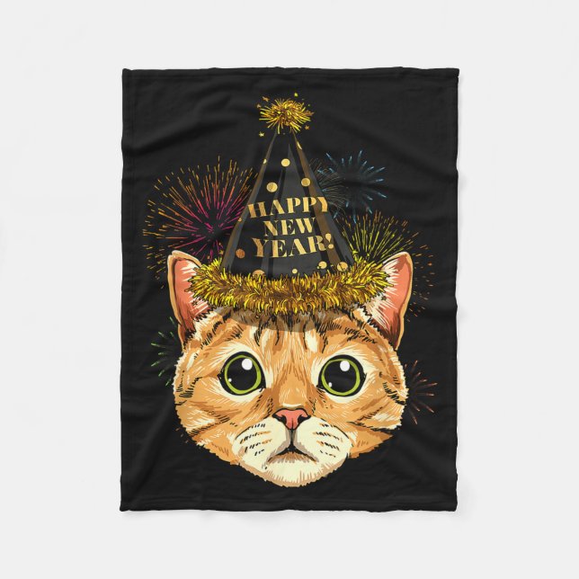 Cat New Year Shirt 2024 Happy New Years Eve Nye Fi Fleecedecke (Vorderseite)