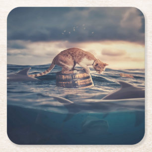 Cat Nickerchen Dream oder Nightmare Rechteckiger Pappuntersetzer