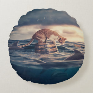 Cat Nickerchen Dream oder Nightmare Rundes Kissen