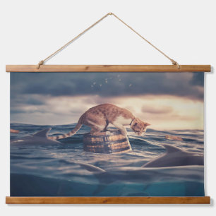 Cat Nickerchen Dream oder Nightmare Wandteppich Mit Holzrahmen