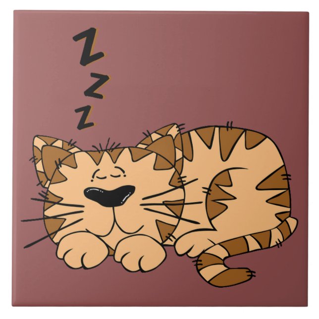Cat Nickerchen Kitty Große Keramik Tile Fliese (Vorderseite)