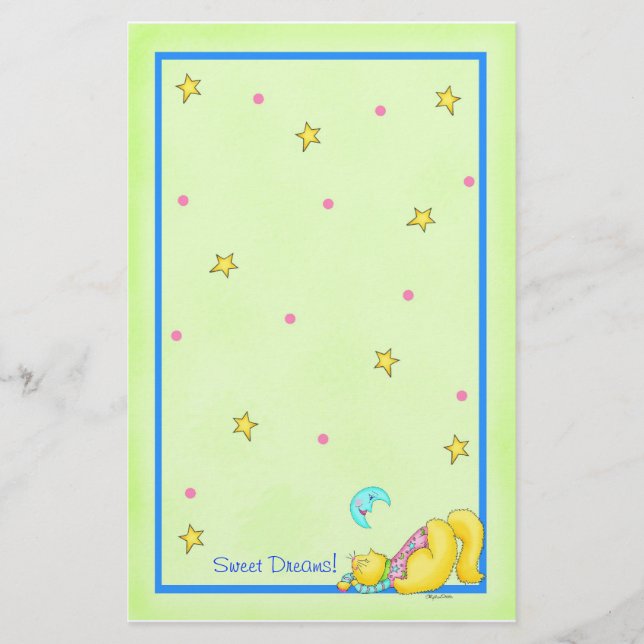 Cat Nickerchen Stationery "Sweet Dreams" Briefpapier (Vorderseite)