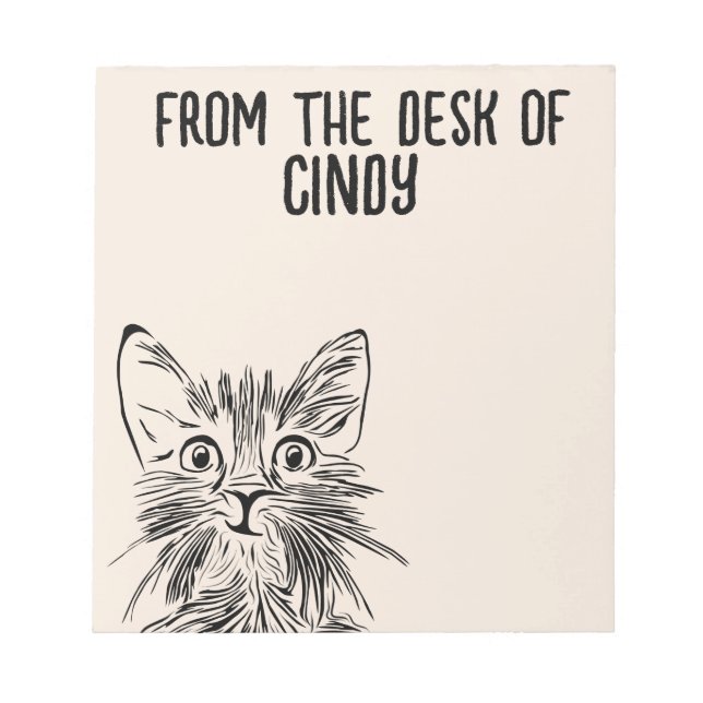 CAT NIEDLICH ART SCHRIFTPAD PERSONALISIERTER STATI NOTIZBLOCK (Vorderseite)