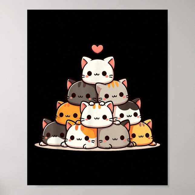 Cat Niedlich Cats Anime Kawaii Neko Poster (Vorne)