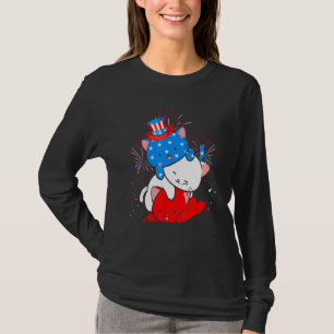 Cat Niedlich Flag Spirit Cat American Flag 4. Jul T-Shirt