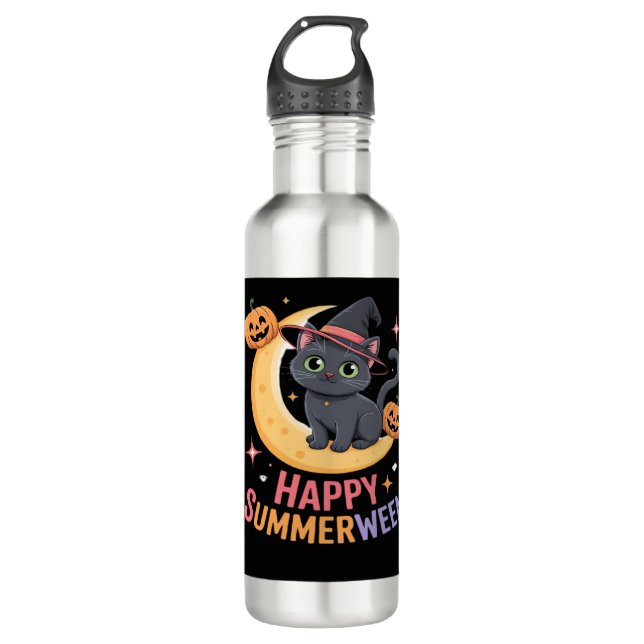 Cat Niedlich Halloween Ästhetische Essenzielle T - Edelstahlflasche (Vorderseite)