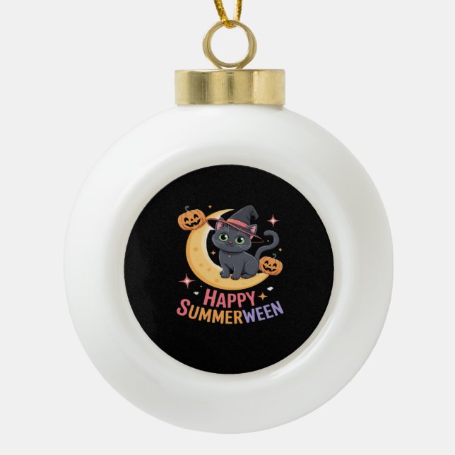 Cat Niedlich Halloween Ästhetische Essenzielle T - Keramik Kugel-Ornament (Vorderseite)