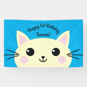 Cat Niedlich Kitty Colorful 1. Geburtstag Party Th Banner