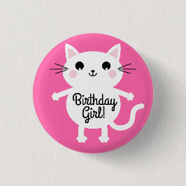 Cat Niedlich Kitty Colorful 1. Geburtstag Party Th Button
