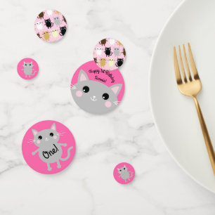 Cat Niedlich Kitty Colorful 1. Geburtstag Party Th Konfetti