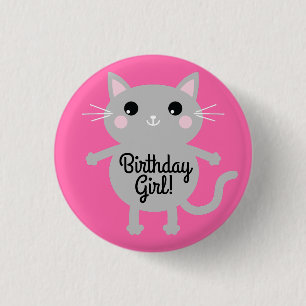 Cat Niedlich Kitty Kid's Geburtstagsparty Thema Button