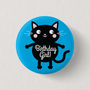 Cat Niedlich Kitty Kid's Geburtstagsparty Thema Button