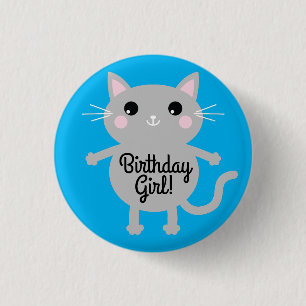 Cat Niedlich Kitty Kid's Geburtstagsparty Thema Button