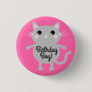 Cat Niedlich Kitty Kid's Geburtstagsparty Thema Button