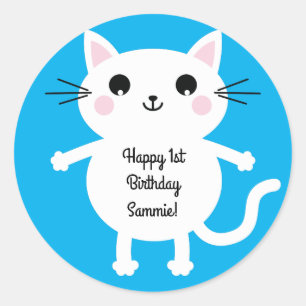 Cat Niedlich Kitty Kid's Geburtstagsparty Thema Runder Aufkleber