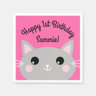 Cat Niedlich Kitty Kid's Geburtstagsparty Thema Serviette
