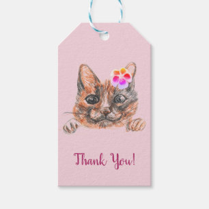 Cat Niedlich Zeichnend Geschenkmarke Geschenkanhänger