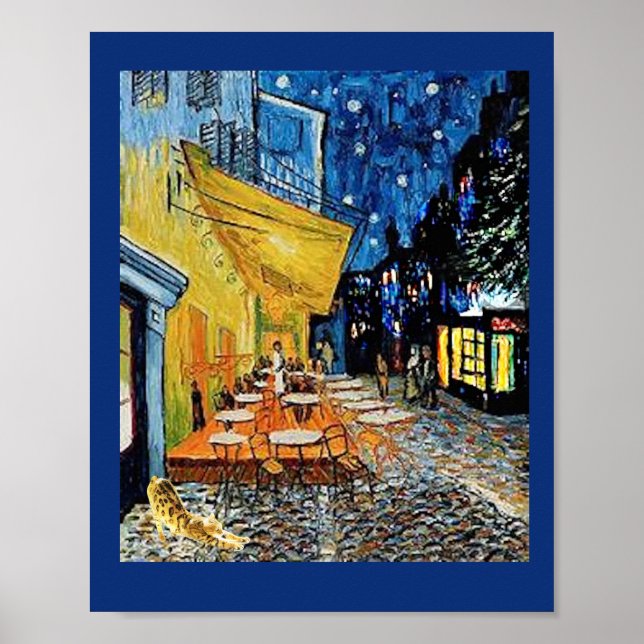 Cat, Night Cafe Parody, Van Gogh Poster (Vorne)