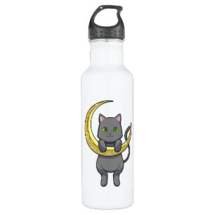 Cat Night Moon Edelstahlflasche
