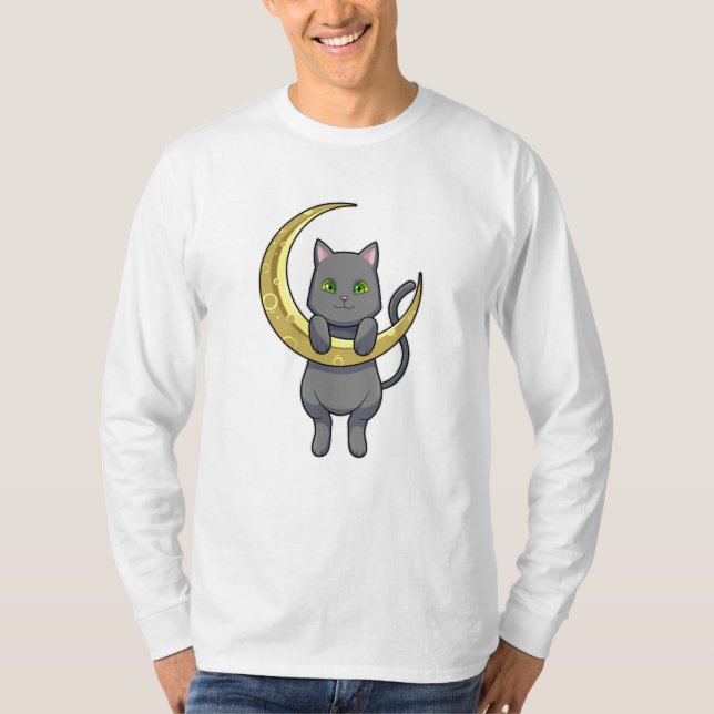 Cat Night Moon T-Shirt (Vorderseite)